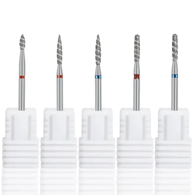 Nails Removal Cuticle Nail Drill Bits Tool New Spiral Pattern Diamond Nail Drill Bits Edge Repair Polish