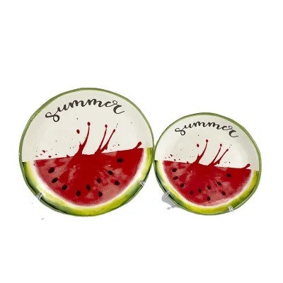 Watermelon  Design Plates, 10 inch 8 inch Handmade  Dinner Plates  Ceramic Cute Food Plates For Kids