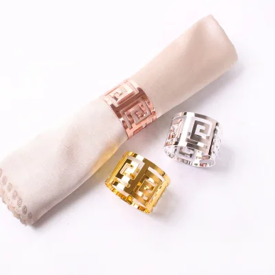 Iron Classic Gold Silver Napkin Rings for Wedding