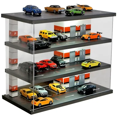 Wholesale Led Parking Lot 1:64 4 Layer Elevator Scene Parking Lot PVC Car Garage Model Handmade Diy Scene Model Customization