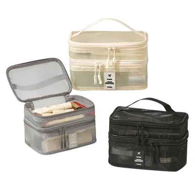 HANFEIZI Beauty Clear Storage Breathable and Thin Toiletry Storage Bags Zipper Mesh Makeup Case Storage Pouch