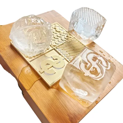 2025 Brass Ice Pineapple Brass Ice Stamp Tray Special Bar Cold Drink Stamp Commercial Logo Gift