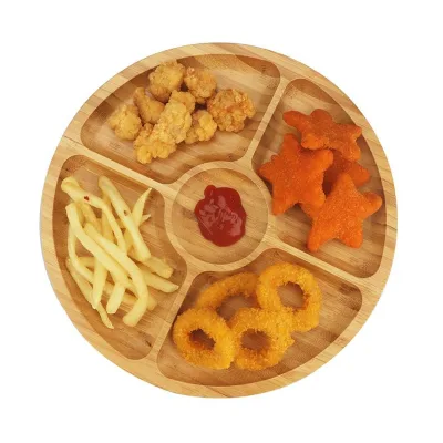 Cheapest Price Products Bamboo Service Tray Round Service Plate Bamboo Plate Set