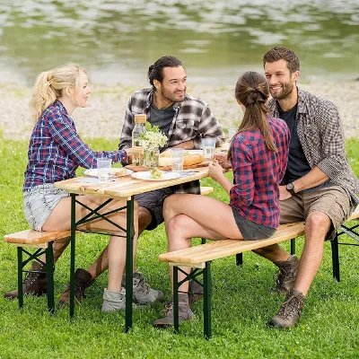 220/200/180cm High Quality Folding Beer Table Set/beer Table and Benches Folding Beer Table Wood