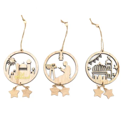 New Eid Festival Wooden Festival Luminous Hanging Pieces Creative Home Ancient Bang Decoration Gift Decoration