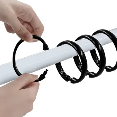 Plastic Rust-proof Flexible Modern Minimalist Shower Curtain Ring with Open Design Easy Install