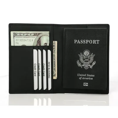 Luxury Anti Theft Genuine Leather Passport Organizer Top Grain Cowhide Unisex Boarding Pass Passport Holder Cover with RFID