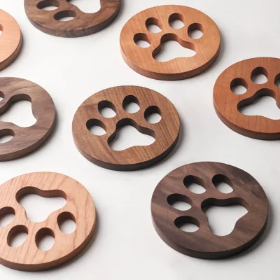 Wholesales Wood coaster Cute Cat Paw Shape Wooden coaster