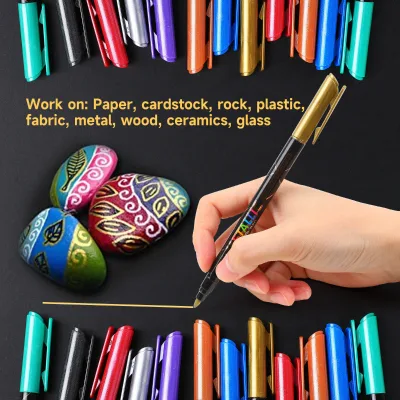 12/24/36Colors Paint Pens Oil-Based Paint Marker Set Never Fade Quick Dry Works on Rocks Painting Wood Canvas Glass Mug