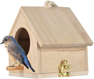 Hanging Outside Wooden Bird House for Wren Swallow Sparrow Robin Hummingbird Throstle Finch