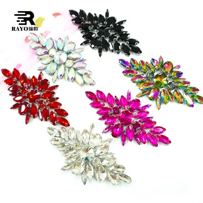 Shiny 3D Rhinestone Patches Flower Design Crystal Applique for Head Shoes Dress Accessories Dancing Evening Wedding Gowns
