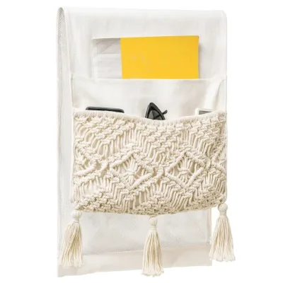 Lace Sofa Armrest Storage Basket Bag Suitable for TV Remote Control, Magazines, Books, Bohemian Family Dormitories