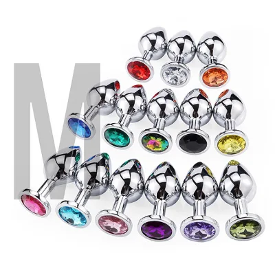 Adult M Size Dilator Stainless Metal Jewel Anal Plug with Crystal Jewelry Fitness Butt Plug BDSM Gift Drop Shipping Available