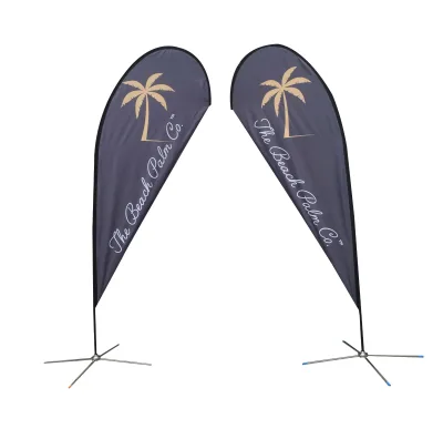 Durable Assorted Shape Options Custom Fabric Promotional Flags Banners with Fiberglass Cross Feet Wind Resistant