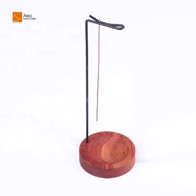 Multi-Purpose Walnut Wood Incense Burner Holder Home Yoga Meditation Sandalwood Scent Aromatic Incense Brass Ash Catcher