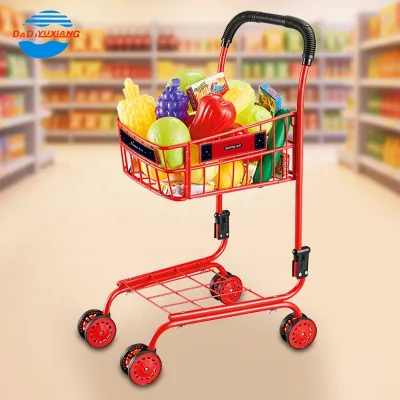 Multifunctional Newly Design 31-piece Children's Plastic Supermarket Toy Set Food Vegetable and Fruit Trolleys Shopping Carts.