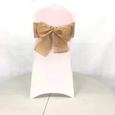 Wedding Party Event Decoration Natural Jute Burlap Hessian Chair Sashes Chair Bow Natural Jute Color