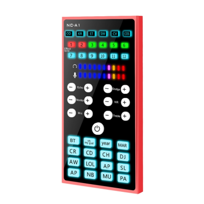 Hot NC-A1 Music With Sound Card 12 Kinds of Sound Effects Support Real-Time Monitoring Live Speaker Soundcard Audio Cards Mixers