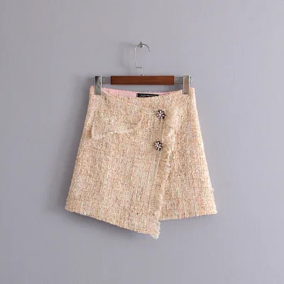 2019 Women's Fashion Soft Diamond Stitching Irregular Mini Skirt