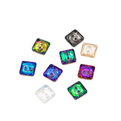 Custom Upholstery Buttons Square Eco-Friendly 10mm 12mm Glass Two-Hole Buttons for Garment Furniture Decoration