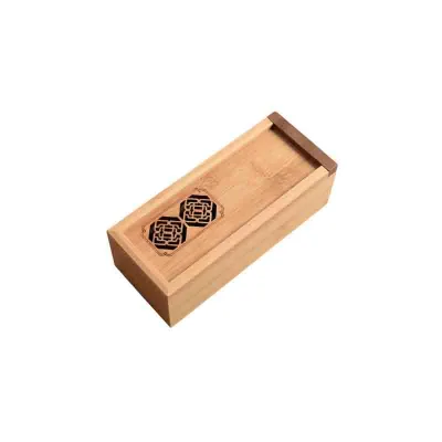 Multifunctional Rectangle Desktop Bamboo Wooden Jewelry Box with Sliding Lid Exquisite Desktop Gift Box