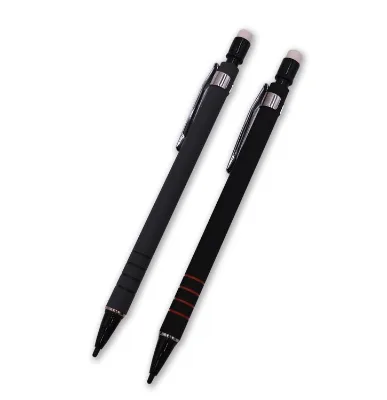 Wholesale Bulk Custom logo 0.5mm/0.7mm Rubber Grip Body Mechanical Pencil Pens with Eraser