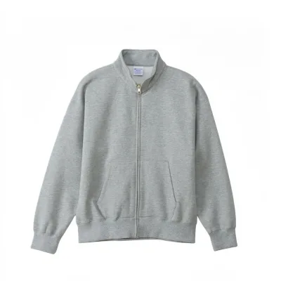 Full Zip Jacket Women Men Fleece Sweatshirt Oversized Drop Shoulder Stand Collar Patch Pocket Heather Gray Streetwear Unisex Top