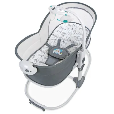 Electric Baby Swing Crib with Mosquito Net Auto Rocking Bassinet with Adjustable Height for Newborn Infant Soothing