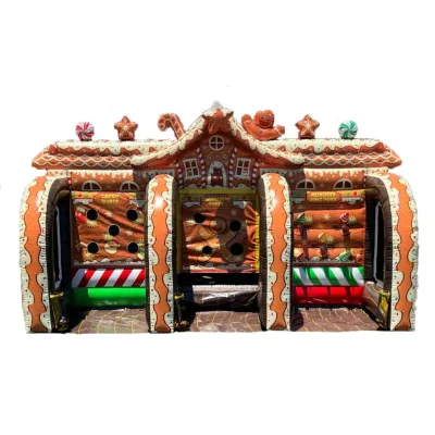 Gingerbread Man Theme Inflatable Carnival 3-in-1 Game,blow up 3n1 Carnival Styled Holiday game
