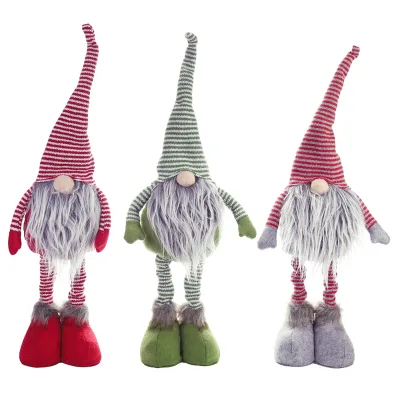 Christmas Decorations New Striped Faceless Doll Standing Doll Nordic Santa Claus Telescopic Doll