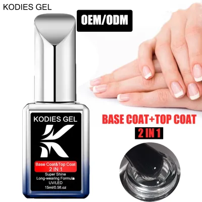 Nail Supplies Nail Gel Polish Top Coat Base Coat 2 in 1 Gel Nail Polish Private Label Long Lasting Soak Off Rubber Base UV Gel