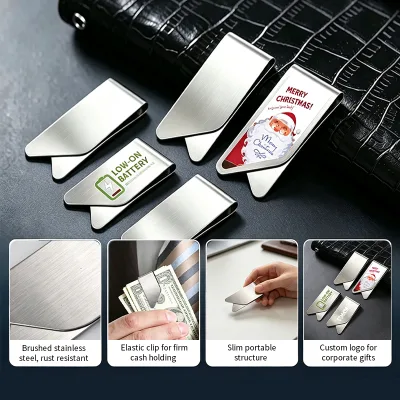 Factory Direct Custom Stainless Steel Money Clip Laser Engraving for Corporate Gift Durable Branded Cash Clip