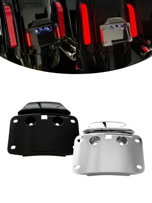 Low-Profile License Plate Bracket Radius LED Plate Frame With Running Brake Light for Harley Road Glide Street Glide 2014-2023.5
