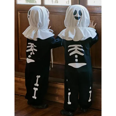 Custom INS Hot Kids Death's Head Cloak Romper Baby Clothes Hands Skull Skeleton Monster Demon Bamboo Glow Dark Eco-Friendly