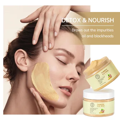 Custom Cosmetic Facial Mask Tumeric Clay Mask Bentonite Skin Care Detox Whitening Turmeric Mud Face Mask