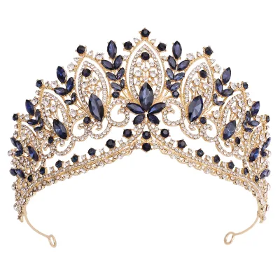 European American Bridal Red Rhinestone Diamond-Studded Alloy Princess Birthday Tiara Wedding Headpiece Wedding Dress Accessory