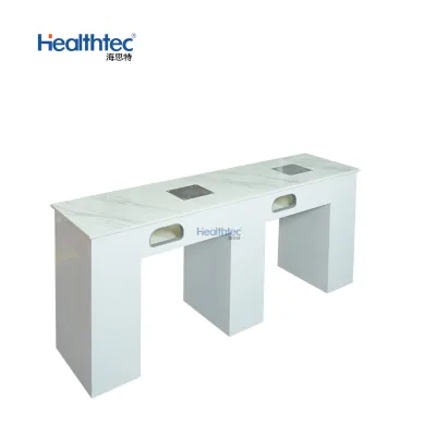 Healthtec Style OEM Nail Art Nail Salon Furniture Station Professional Manicure Double Seat Table
