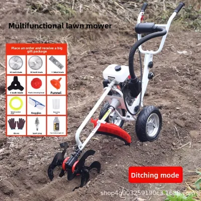 Hand-Pushed Gasoline Lawn Mower Multi-Functional Agricultural Land-Clearing Soil-Loosening Weeding Machine High Power Low