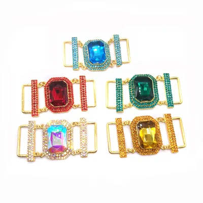 Red Green Aqua clear AB Large square Glass Rhinestone Buckles Sewing Rhinestone Bikini Contactor for Swimsuit Shoe Bag