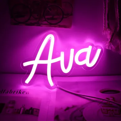 Ava Neon Sign Personalized Name Tags for Room Decor Aesthetic,Led Neon Sign for Bedroom,Light up Wall Decor