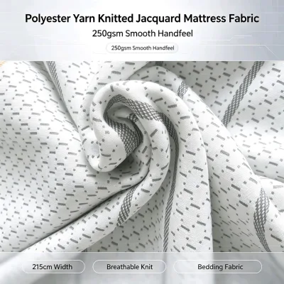 Soft Touch Polyester Yarn Jacquard Knitted Mattress Fabric 250gsm 215cm Wide Custom Pattern Textile for Mattress Protector