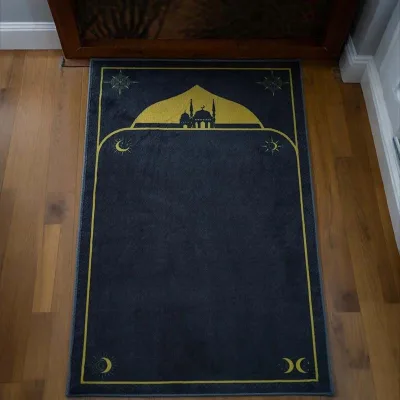 Customized Printed Prayer Mat Soft Cushioned Foldable Muslim Fluffy Prayer Mat Portable Prayer Rugs Mats for Muslim