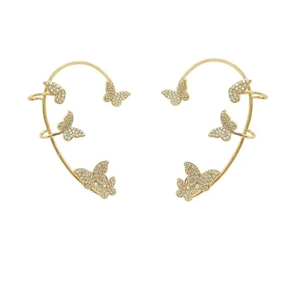 Wholesale Hot Selling Temperament Without Ear Hole Inlaid With Diamond Butterfly Ear Bone Clip,Jewelry Gift for Women Girls