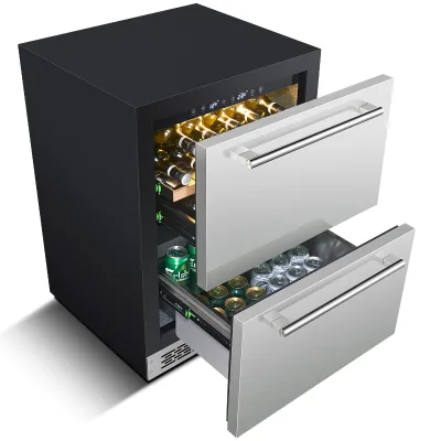 Dual Zone Air Cooling Built-In Undercounter Kitchen Fridge Freezer Double-Temperature Stainless Steel Refrigeration Equipment
