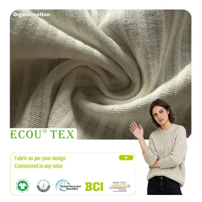 Soft Breathable GOTS Certified Organic Cotton Interlock Knit Fabric Gentle Safe All Ages Close Fitting Apparel