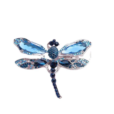 High-grade Blue Crystal Dragonfly Brooch Retro Animal Rhinestone Brooch