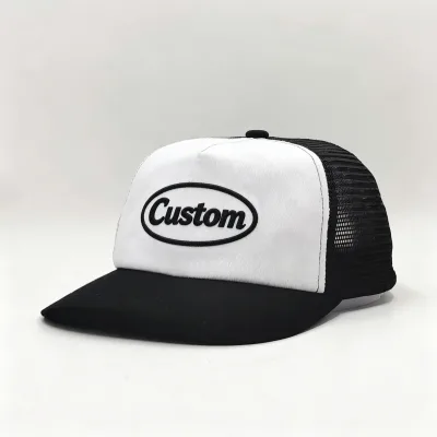 Wholesale Color Block Mesh Baseball Hat OEM Custom Logo Snap Summer Unisex Unstructured 5 Panel Low Profile Trucker Hat