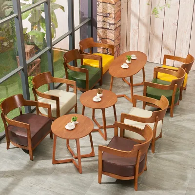 Custom Simple Modern Design Solid Wood Commercial Restaurant Furniture Table Chair Combination Sets