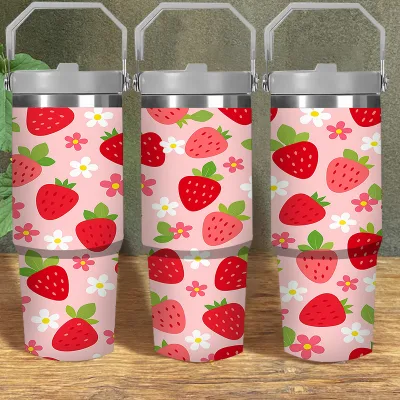 Strawberry Pattern UV printed mugs, 30oz, custom shipped from US warehouse within 2 days