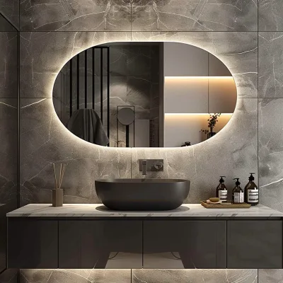 Custom Modern Rectangle Illuminated Bathroom Mirrors for Barbershop